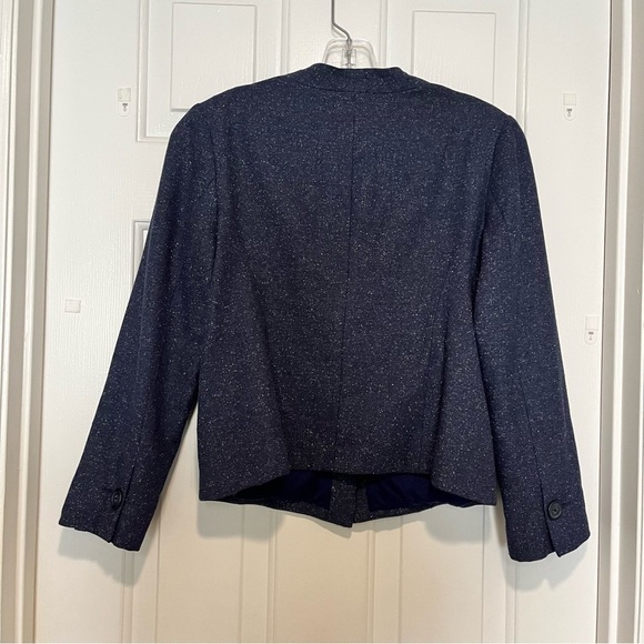 Lily Ashwell Navy Blue Cropped Blazer Jacket 100% Wool Small G2 - Picture 6 of 8